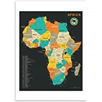 Wall Editions Art-Poster - Africa Map - Jazzberry Blue